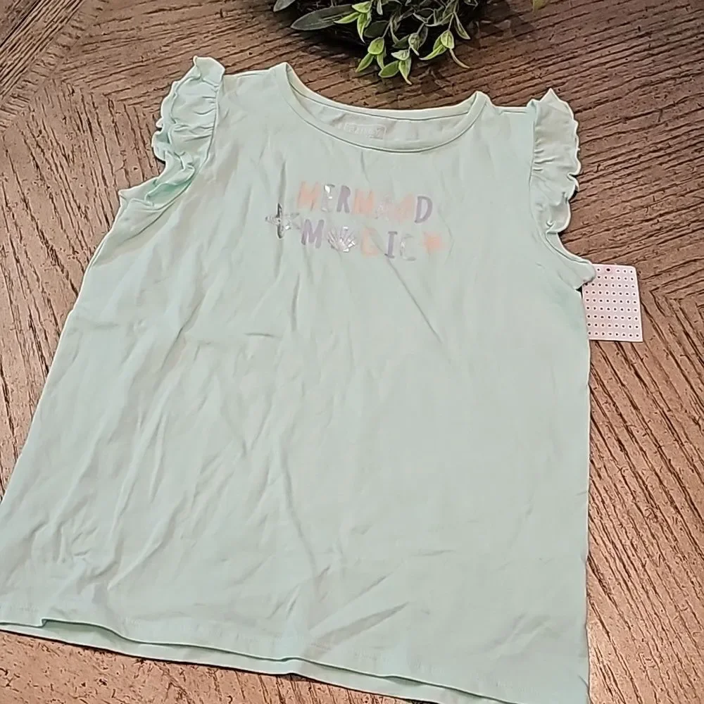 Mermaid cotton shirt size L 12-14 NWT sea green color